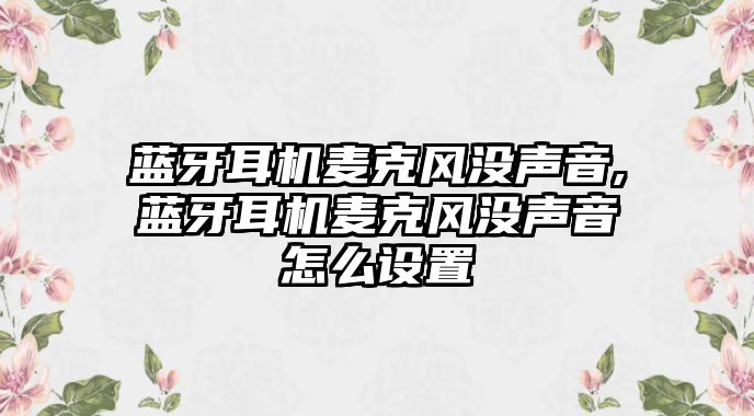 藍牙耳機麥克風沒聲音,藍牙耳機麥克風沒聲音怎么設置