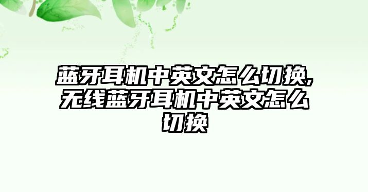 藍(lán)牙耳機中英文怎么切換,無線藍(lán)牙耳機中英文怎么切換